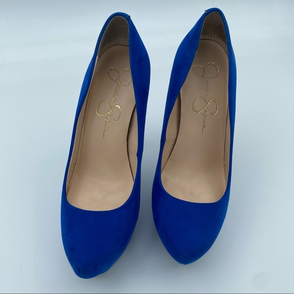 Jessica Simpson Blue Suede Platform Heels Size 6.5 - Picture 4 of 4